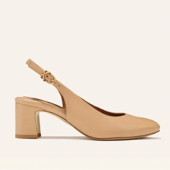 Margaux nude tan Cluny block heel leather slingback pumps - size 7.5 (37.5) - Picture 1 of 8